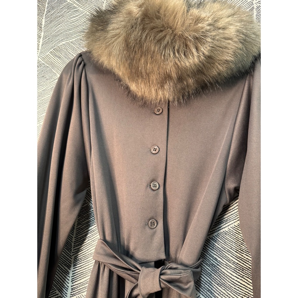 Vintage 70's Quiet Luxury Chocolate Brown Jersey Dress Sz S/M - Picture 3 of 9